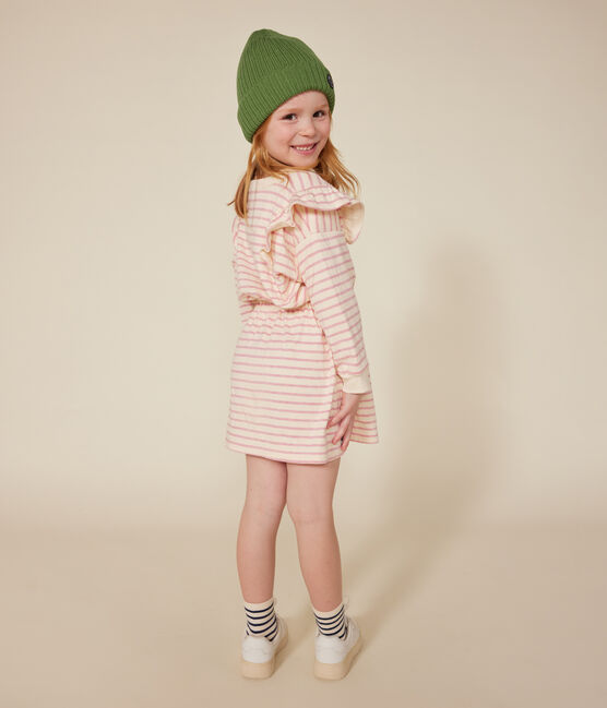 Girls' long-sleeved tube knit dress AVALANCHE pink/ROSELINE