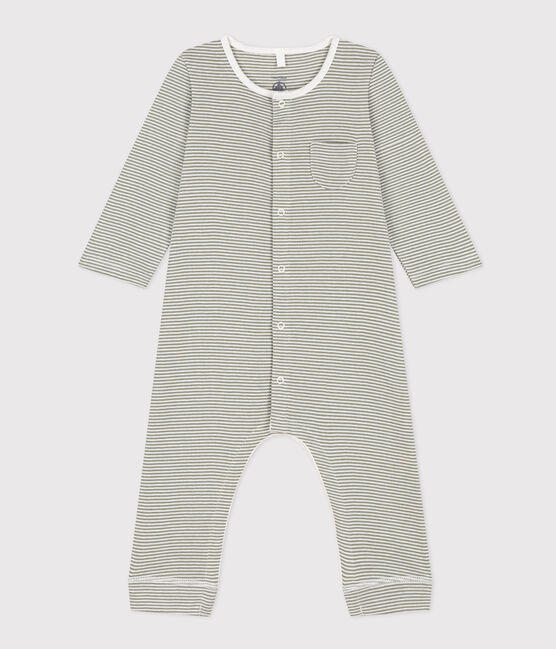 Babies' Pinstriped Cotton Jumpsuit MARECAGE /MARSHMALLOW