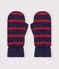 Children's stripy knitted polar fleece-lined mittens blue/red