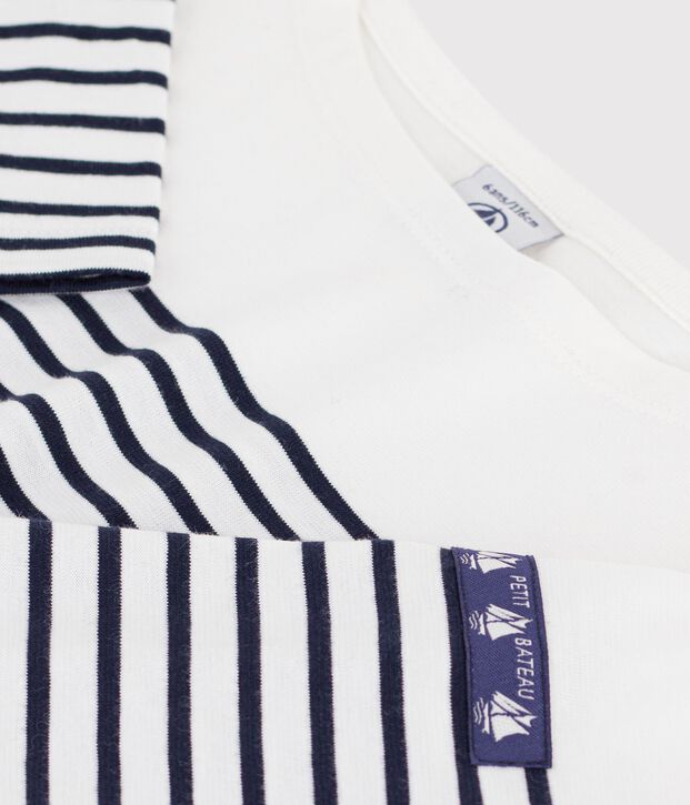 Children's cotton Breton top white/blue