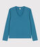 Women's Straight V-Neck Cotton T-Shirt POLOCHON blue