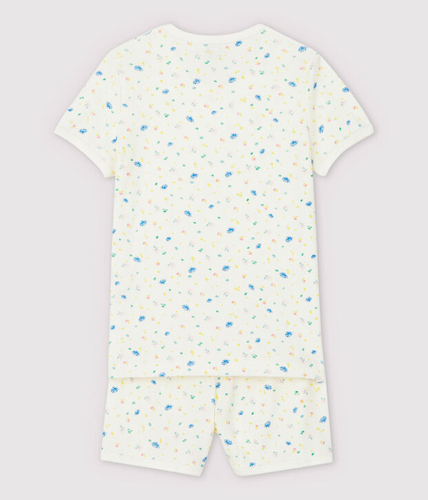 Girls' Floral Cotton and Linen Blend Short Pyjamas white/multicolor
