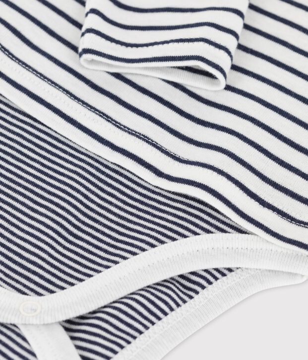 Babies' Organic Cotton Striped Bodysuit white/blue