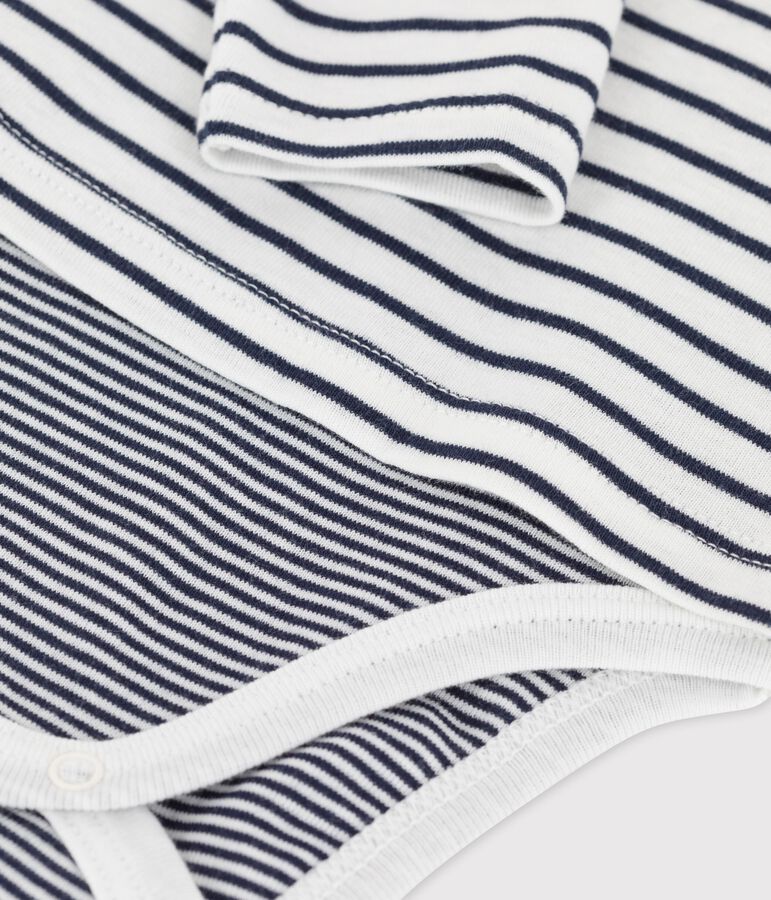 Babies' Organic Cotton Striped Bodysuit white/blue