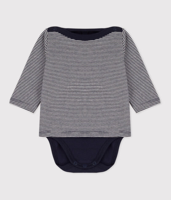 Babies' Cotton T-Shirt Bodysuit SMOKING blue/MARSHMALLOW white