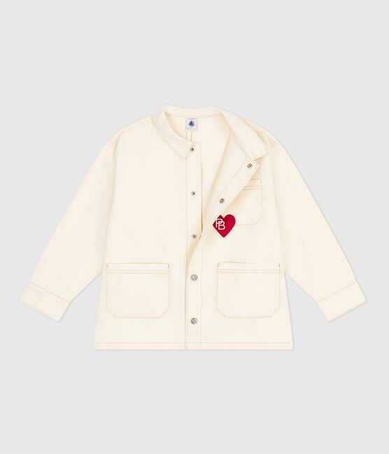 Children's plain denim jacket MILK Ecru