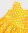 Girls' Short-Sleeved Linen Dress SHINE yellow/MARSHMALLOW white