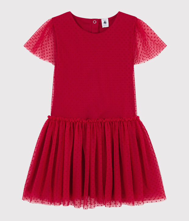 Girls' Short-Sleeved Dress red