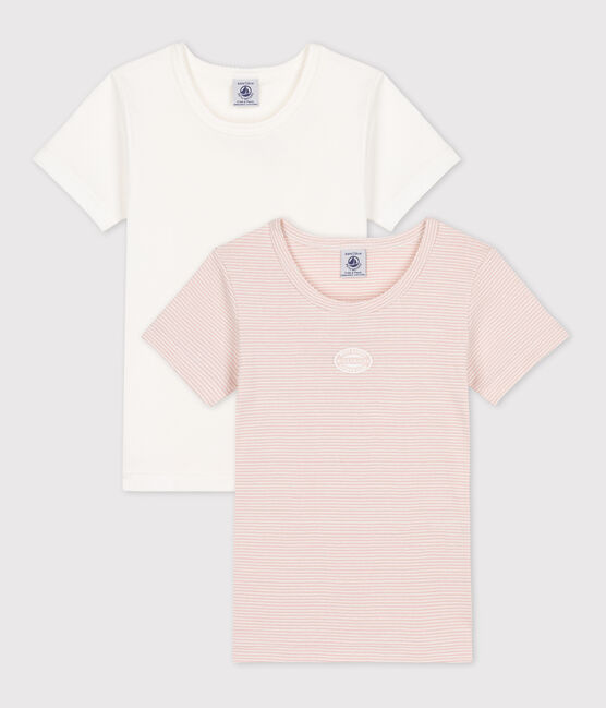 Girls' Short-Sleeved Pinstriped Cotton T-shirt - 2-Pack variante 1