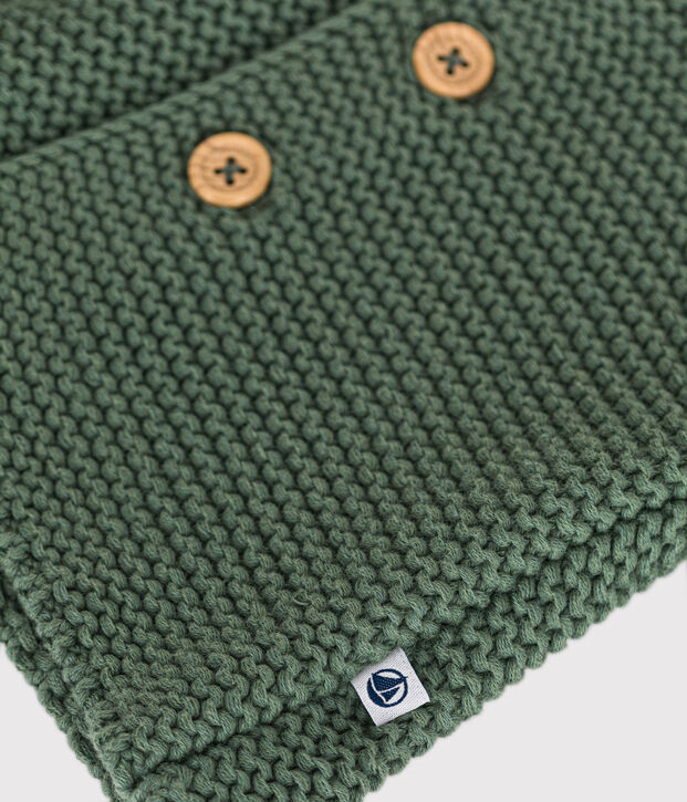 Babies' Moss Stitch Knit Cardigan green