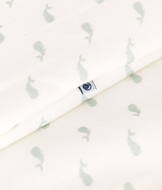Babies' whale print corduroy 3 TOG sleeping bag MARSHMALLOW white/HERBIER