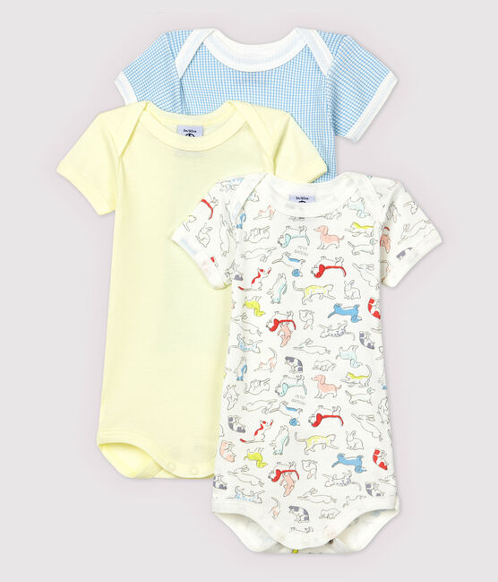Babies' Puppy Pattern Short-Sleeved Organic Cotton Bodysuits - 3-Pack variante 1