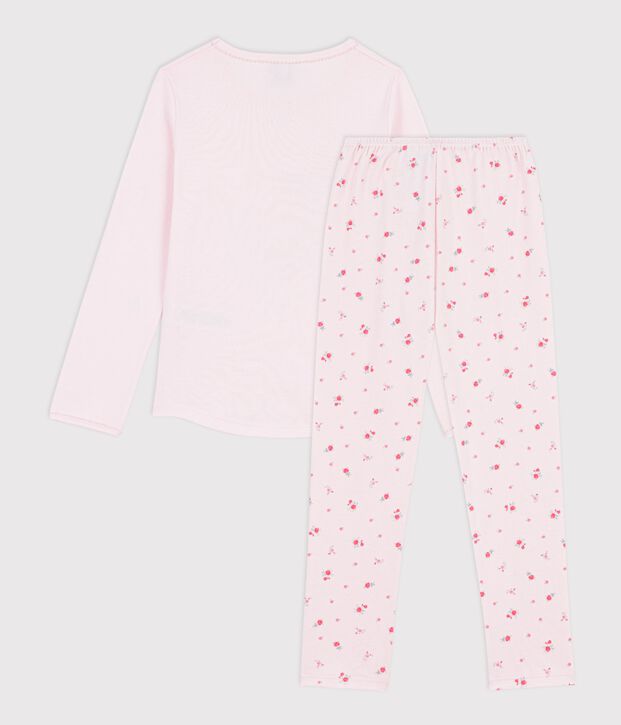 Children's cotton pyjamas with a floral motif pink/multicolor