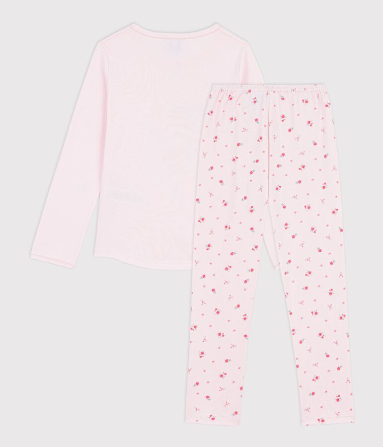 Children's cotton pyjamas with a floral motif pink/multicolor