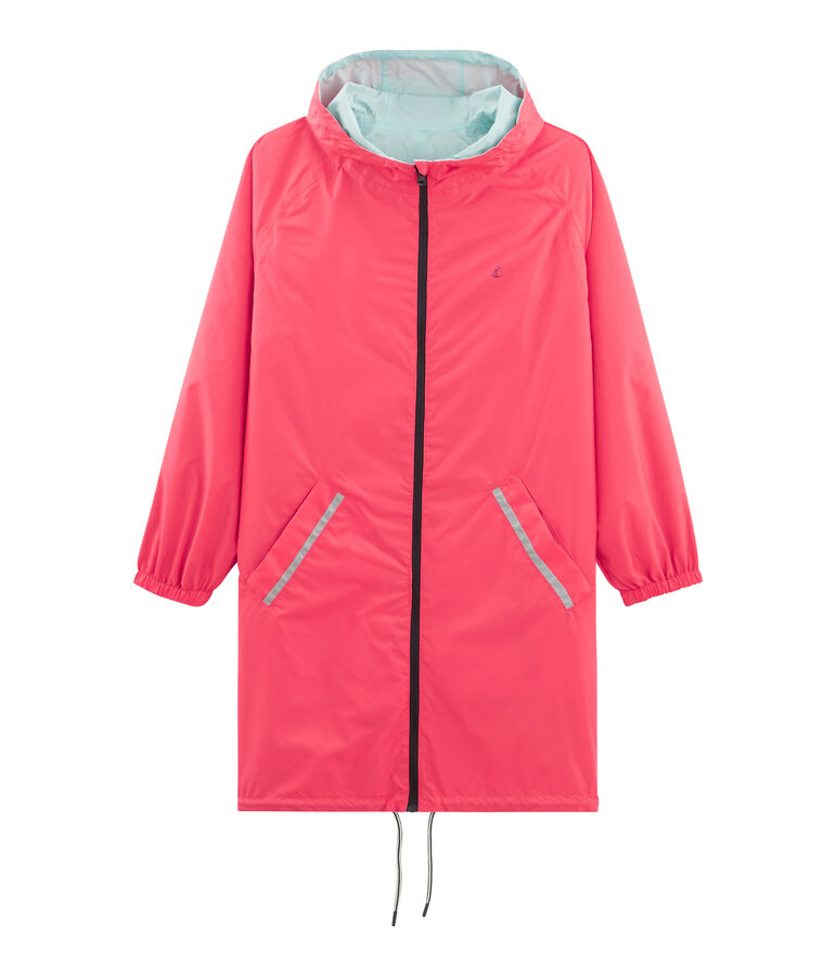 Women's reversible long windbreaker pink/blue