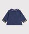 Babies' long-sleeved plain denim blouse blue
