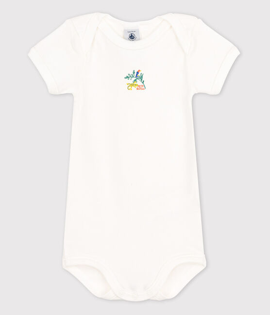 Babies' Short-Sleeved Bodysuit MARSHMALLOW white/VERT