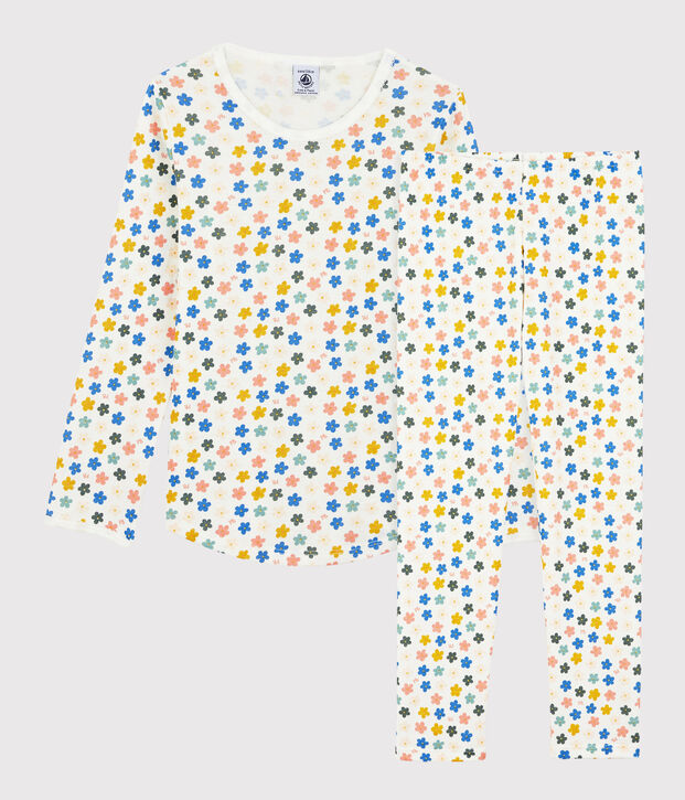 Girls' Glow-In-The-Dark Floral Floral Cotton Pyjamas white/multicolor