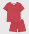 Girls' Plain Openwork Cotton Short Pyjamas PAPI pink