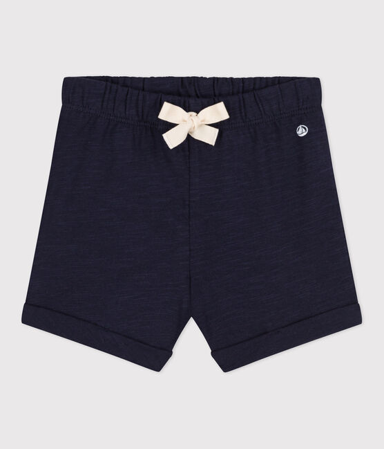 Babies' Plain Slub Jersey Shorts SMOKING blue