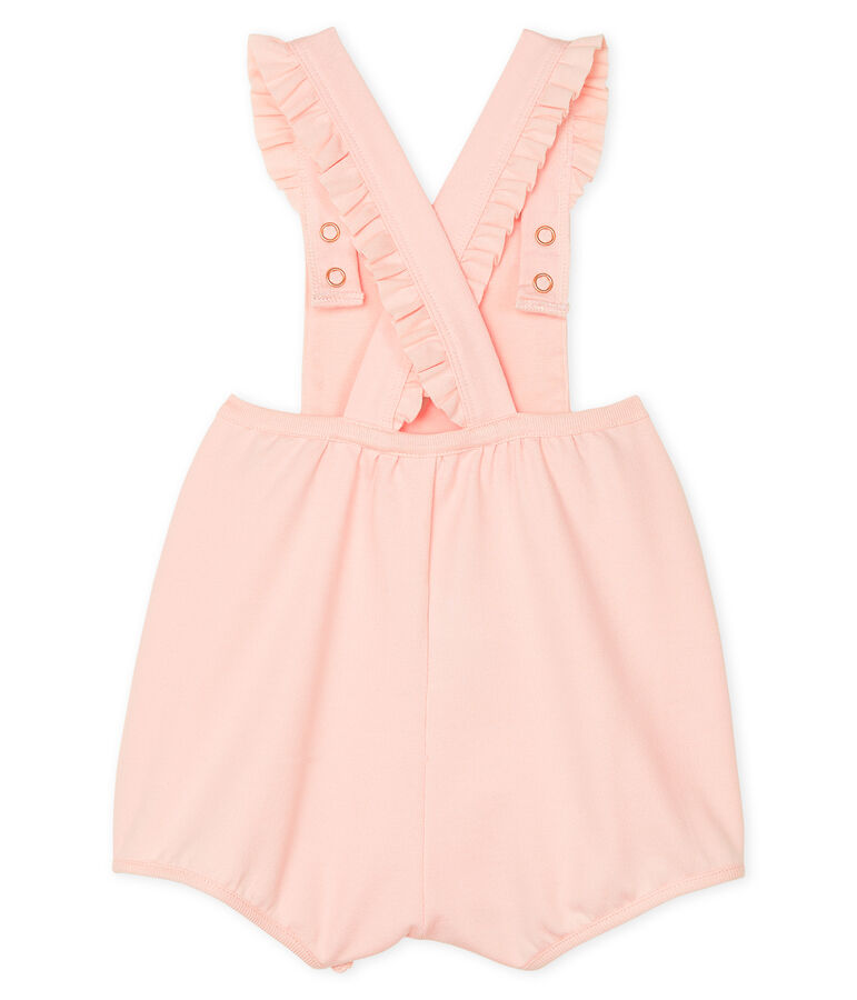Baby Girls' Short Fleece Dungarees pink