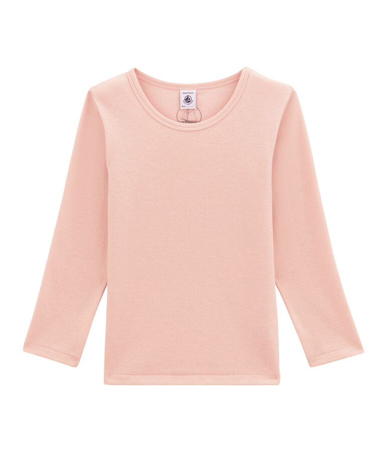 Little girl's long sleeved tee-shirtin wool and cotton JOLI pink