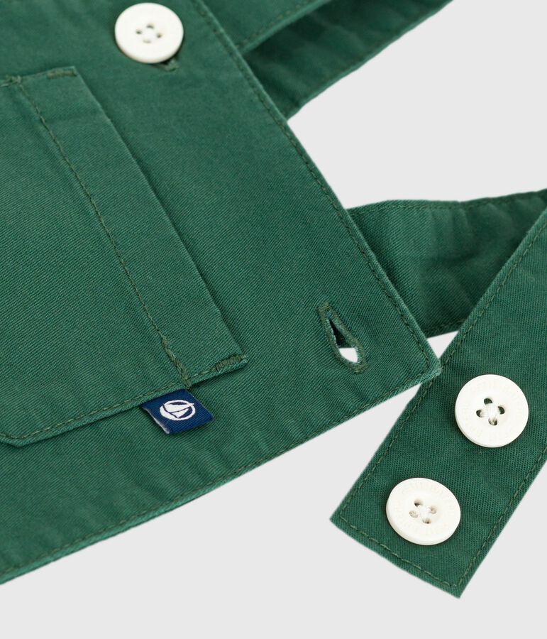 Babies' short-legged cotton twill dungarees green