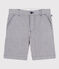 Boys' Stripy Cotton Bermuda Shorts MEDIEVAL blue/MARSHMALLOW white
