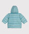 Babies' Stripy Puffer Jacket with Retractable Hood AZUL blue/AVALANCHE white