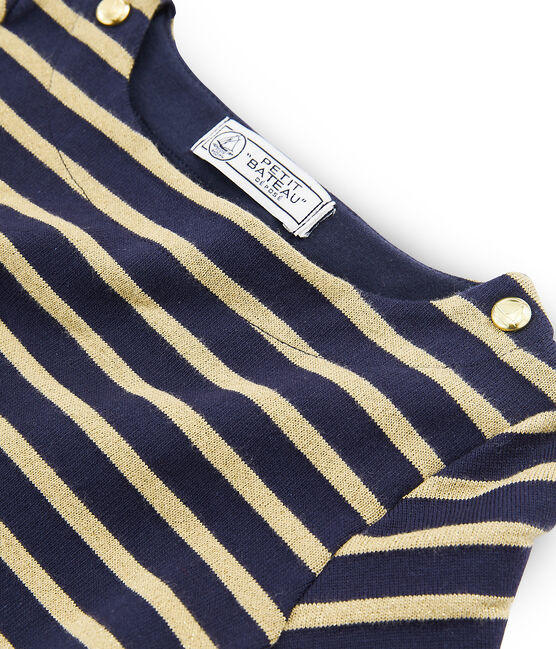 Girl's Long-sleeved Sailor Top SMOKING blue/BRINDILLE BRILLANT brown