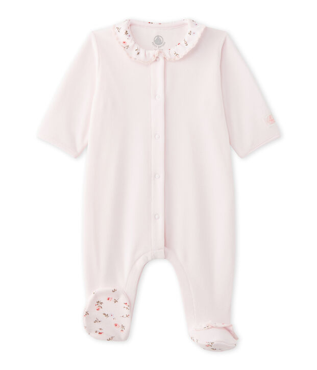 Baby girl's velours sleeper pink