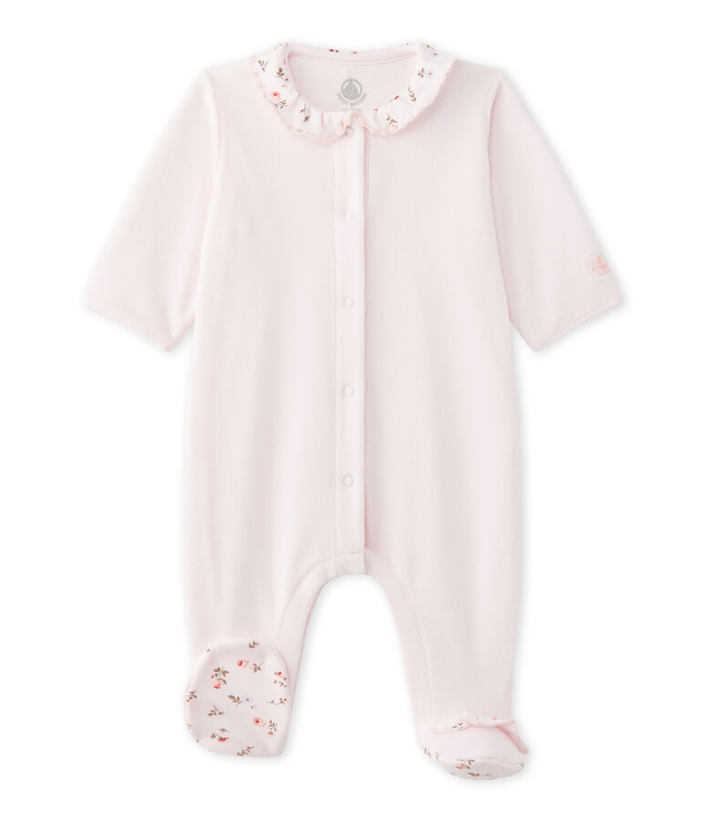 Baby girl's velours sleeper pink