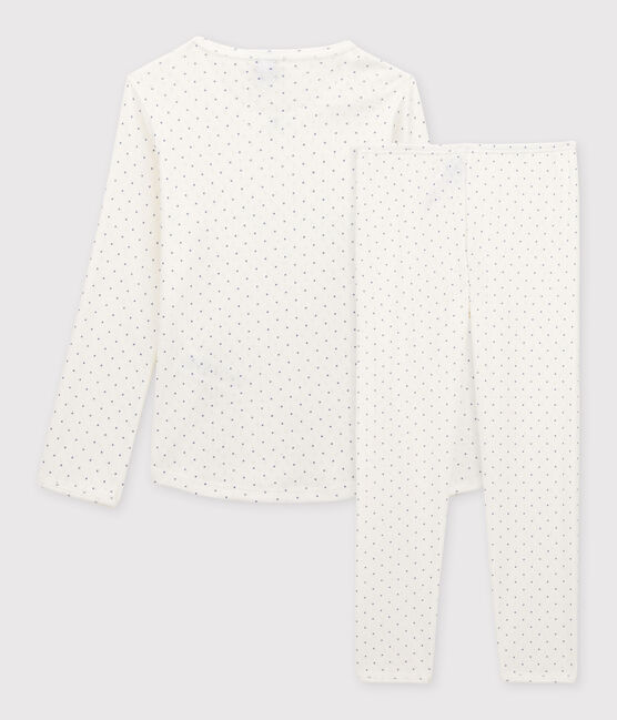 Girls' Openwork Spotted Organic Cotton Pyjamas MARSHMALLOW white/POLOCHON