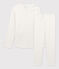 Girls' Openwork Spotted Organic Cotton Pyjamas MARSHMALLOW white/POLOCHON