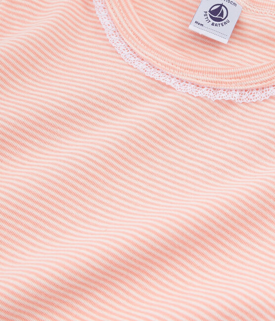 Girls' Short-sleeved Pyjamas ROSAKO pink/MARSHMALLOW white