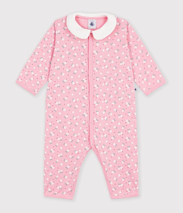 Babies' footless printed cotton pyjama suit pink/multicolor
