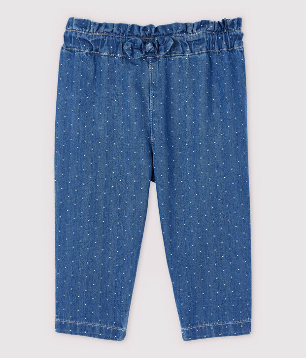Baby Girls' Light Denim Spotted Trousers blue