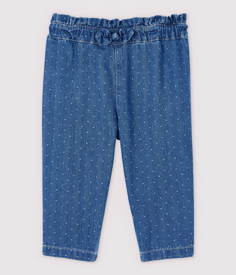 Baby Girls' Light Denim Spotted Trousers blue