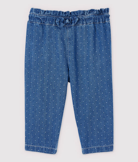 Baby Girls' Light Denim Spotted Trousers DENIM CLAIR blue