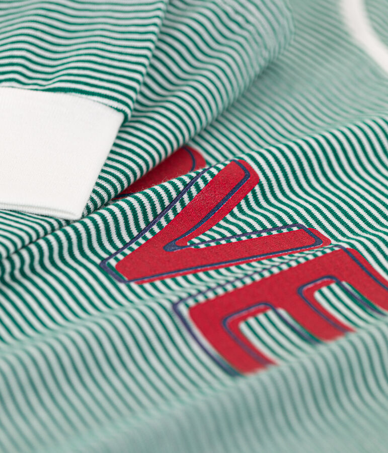 Women's Pinstriped Cotton Pyjamas green/white