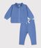 Babies' sweatshirt and trousers set in plain cotton blue