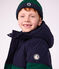 Children's two-colour knitted beanie with a fleece lining green/blue