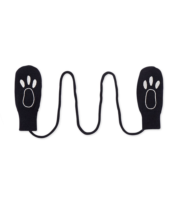 Baby's unisex mittens in a wool blend blue