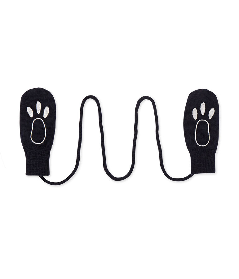 Baby's unisex mittens in a wool blend blue