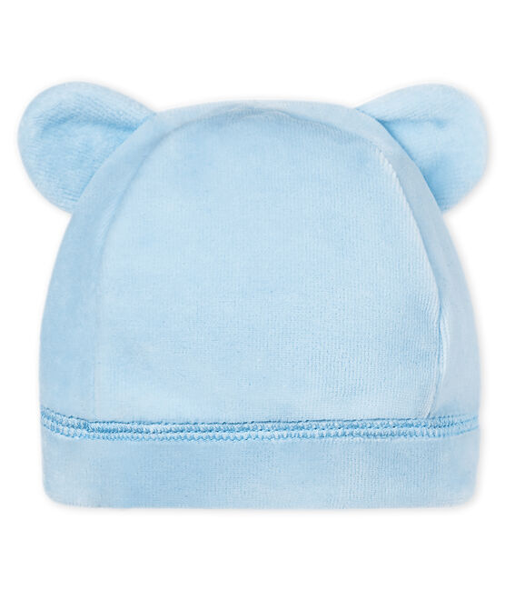 Unisex newborn baby velour bonnet FRAICHEUR blue