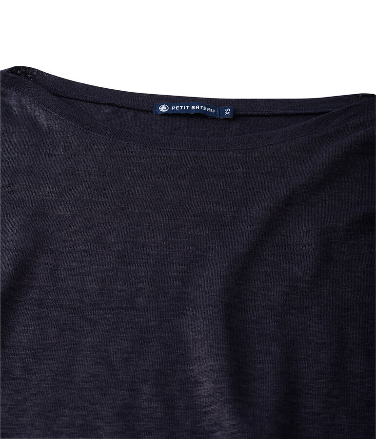 Women's long-sleeved lacquered linen tee SMOKING blue/BRILLANT blue