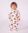 Babies' pyjama suit in tube knit fabric with a printed firefighter design and a back opening white/multicolor