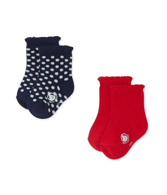 Set of 2 baby girls' socks . white
