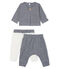 Baby Boys' Ribbed Clothing - 3-piece set MARSHMALLOW white/SMOKING blue