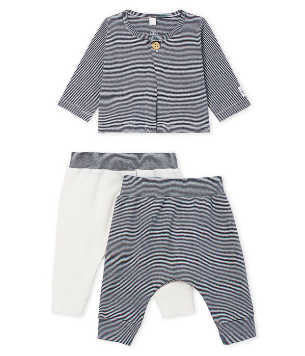 Baby Boys' Ribbed Clothing - 3-piece set white/blue